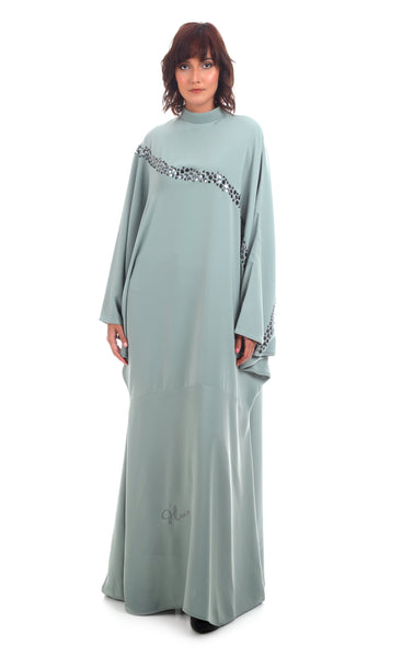 Butterfly Abaya With Crystal Asymmetric Details