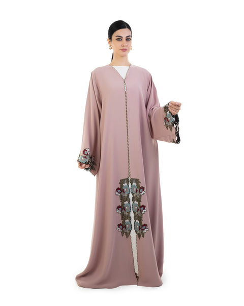 Color Abaya With Embroidery Details