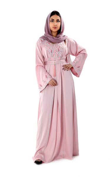 Silver Embellishment Ivory Jalabiya with removable Cape and Belt